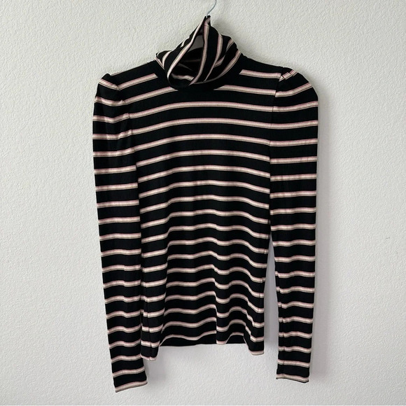 NWT VERONICA BEARD Cedar Striped Ribbed Jersey Turtleneck SZ S - Picture 3 of 7